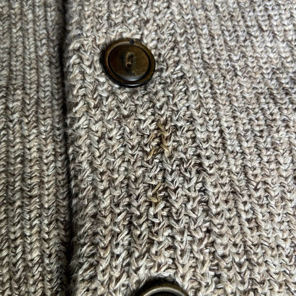 J.Crew Cotton Cardigan Mens L Oatmeal Marled Knit Button Front‎